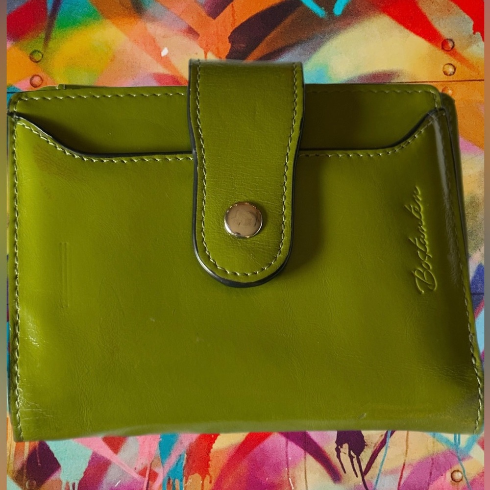 Bostanten Lnna Hand Tooled Green Leather Wallet NWOT